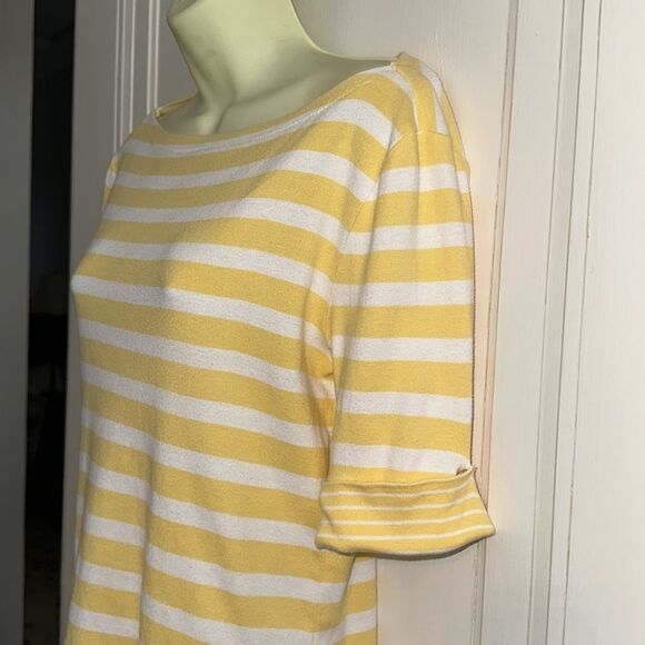 Ralph Lauren Yellow & White Horizontal Striped Cuffed
Short Sleeve Knit Top - Picture 4 of 8